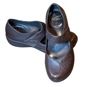 Dansko Like New Annie Embroidered Brown Leather Mary Jane Clog size 38